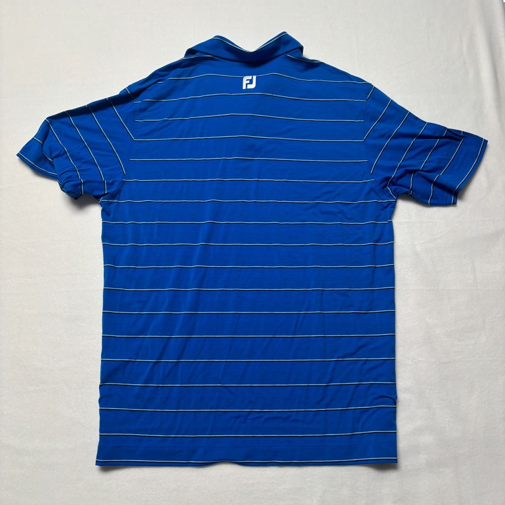 FootJoy FJ Golf Polo Shirt Mens L Blue Stripe Short Sleeve Performance Athletic - Picture 3 of 6